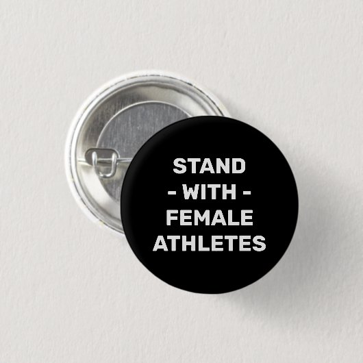 Stehe mit weiblichen Athleten weiße schwarze Typog Button (Vorne & Hinten)