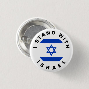 Stehen Sie an Israel mit weißer blauer Flagge und Button