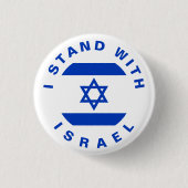 Stehen Sie auf Israel, weißer, benutzerdefinierter Button (Vorderseite)