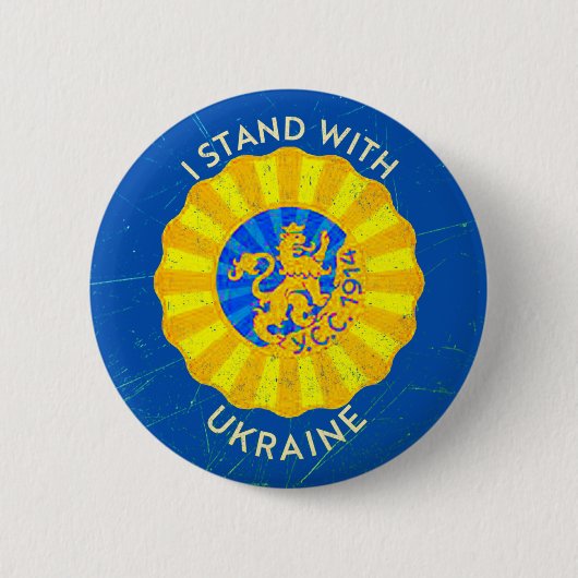 Stehen Sie mit der Ukraine, dem ukrainischen Sich  Button (Vorderseite)