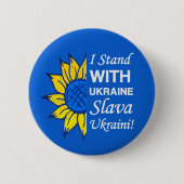 Stehen Sie mit der Ukraine, die ukrainische Fahne  Button (Vorderseite)