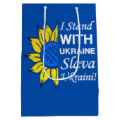 Stehen Sie mit der Ukraine, die ukrainische Fahne Mittlere Geschenktüte (Rückseite)