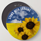 Stehen Sie mit der Ukraine gelb und blau mit Sonne Button (Vorne & Hinten)