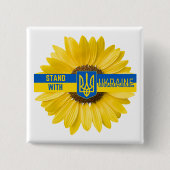 Stehen Sie mit der Ukraine Sonnenblumen und Triden Button (Vorderseite)