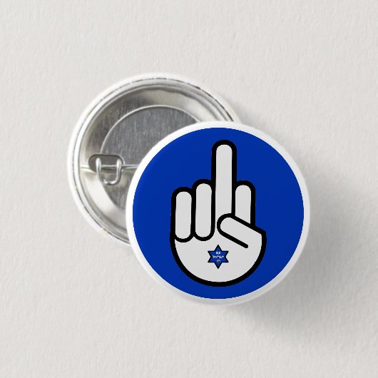 Stehen Sie mit Israel, Middle Finger Hamsa Button (Vorne & Hinten)