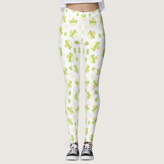 Stehen Sie mit Niedlichen Frosch- und Kronen-Leggi Leggings (Vorderseite)