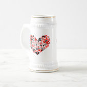 Stehen Sie mit ukrainischer Schrift und Herz Bierglas (Vorderseite Links)