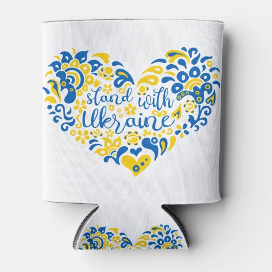 Stehen Sie mit ukrainischer Schrift und Herz Dosenkühler (Vorderseite)