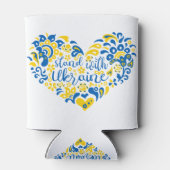 Stehen Sie mit ukrainischer Schrift und Herz Dosenkühler (Rückseite)