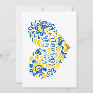 Stehen Sie mit ukrainischer Schrift und Herz Einladung