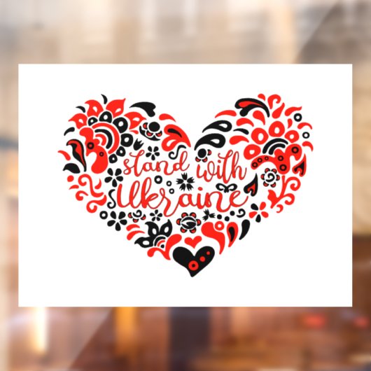 Stehen Sie mit ukrainischer Schrift und Herz Fensteraufkleber (Blatt 2)