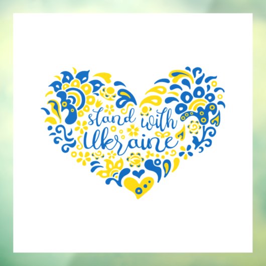 Stehen Sie mit ukrainischer Schrift und Herz Fensteraufkleber (Blatt 3)