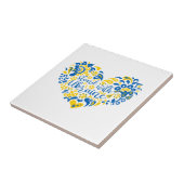 Stehen Sie mit ukrainischer Schrift und Herz Fliese (Seite)