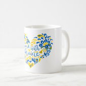 Stehen Sie mit ukrainischer Schrift und Herz Kaffeetasse (VorderseiteRechts)