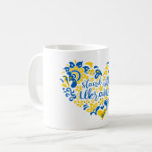 Stehen Sie mit ukrainischer Schrift und Herz Kaffeetasse (Vorderseite Links)