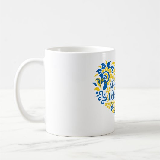 Stehen Sie mit ukrainischer Schrift und Herz Kaffeetasse (Links)