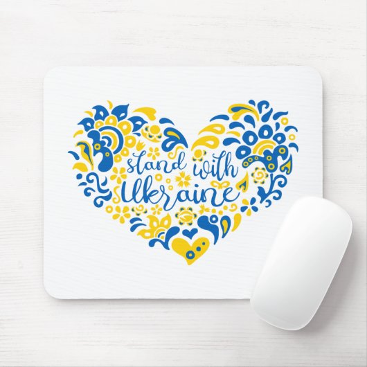 Stehen Sie mit ukrainischer Schrift und Herz Mousepad (Mit Mouse)