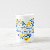 Stehen Sie mit ukrainischer Schrift und Herz Porzellantasse (Vorderseite)