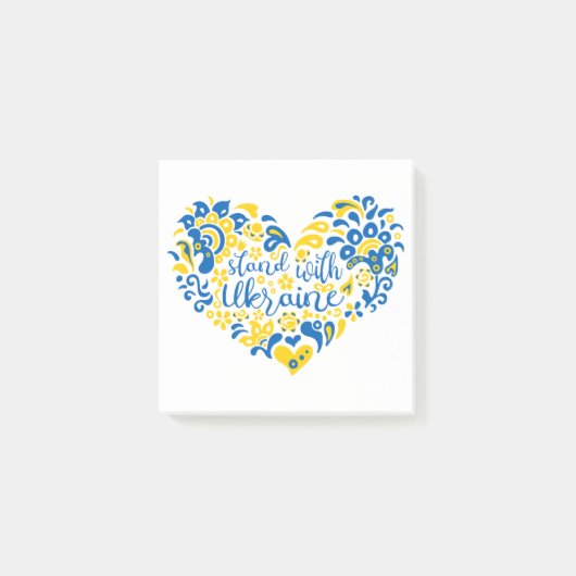 Stehen Sie mit ukrainischer Schrift und Herz Post-it Klebezettel (Vorderseite)