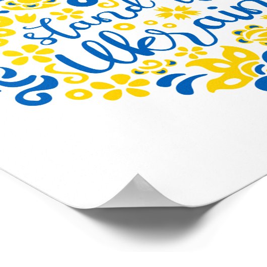 Stehen Sie mit ukrainischer Schrift und Herz Poster (Ecke)