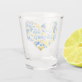 Stehen Sie mit ukrainischer Schrift und Herz Schnapsglas (Rückseite)