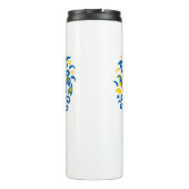 Stehen Sie mit ukrainischer Schrift und Herz Thermosbecher (Rückseite)