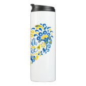 Stehen Sie mit ukrainischer Schrift und Herz Thermosbecher (Nach rechts gedreht)