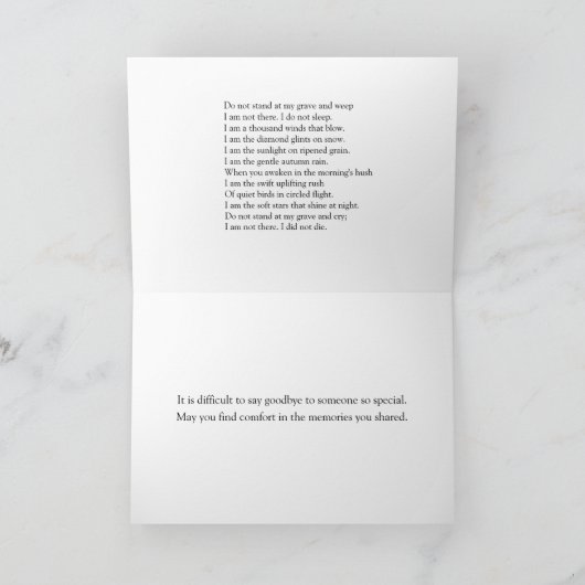 Stehen Sie nicht an meinem Grab und am Wappen, an  Karte (Innenseite)