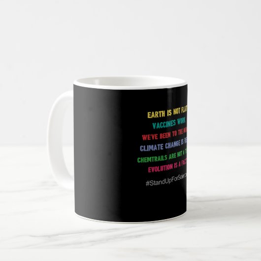 Stehen Sie oben für Wissenschaft Kaffeetasse (Vorderseite Links)