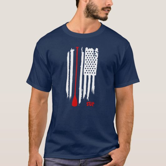 Stehen Sie oben, schaufelnd US-Flagge T-Shirt (Vorderseite)