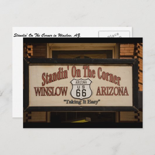 Stehend an der Ecke in Winslow, AZ. Postkarte (Vorne/Hinten)