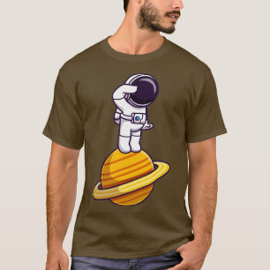 Stehend auf dem Cartoon des Planeten T-Shirt