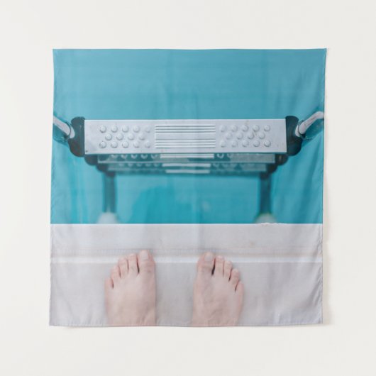 Stehend auf der Poolleiter Wandteppich (Vorderseite)