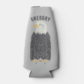 Stehend Bald Eagle Illustration Personalisiert Flaschenkühler (Vorderseite)