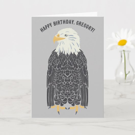 Stehend Bald Eagle Illustration Personalisiert Karte (Kleine Pflanze)