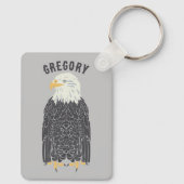 Stehend Bald Eagle Illustration Personalisiert Schlüsselanhänger (Rückseite)