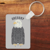 Stehend Bald Eagle Illustration Personalisiert Schlüsselanhänger (Rückseite)