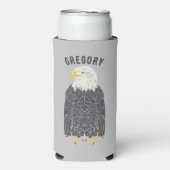 Stehend Bald Eagle Illustration Personalisiert Selters Dosenkühler (Seltzer Vorderseite)