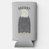 Stehend Bald Eagle Illustration Personalisiert Selters Dosenkühler (Rückseite)