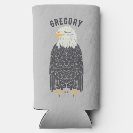 Stehend Bald Eagle Illustration Personalisiert Selters Dosenkühler (Rückseite)
