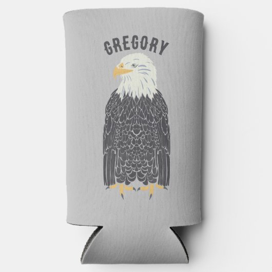 Stehend Bald Eagle Illustration Personalisiert Selters Dosenkühler (Vorderseite)