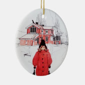 Stehend im Winterschnee Keramik Ornament (Rechts)