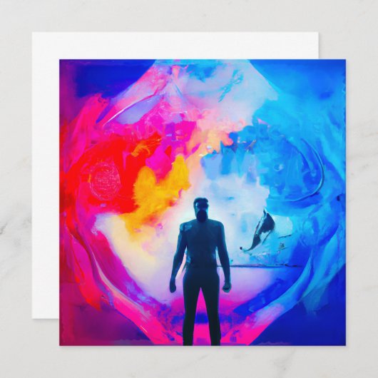 Stehend in Farben Einladung (Vorne/Hinten)