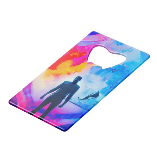 Stehend in Farben Geldbeutel Flaschenöffner (Vorderseite Schrägansicht)