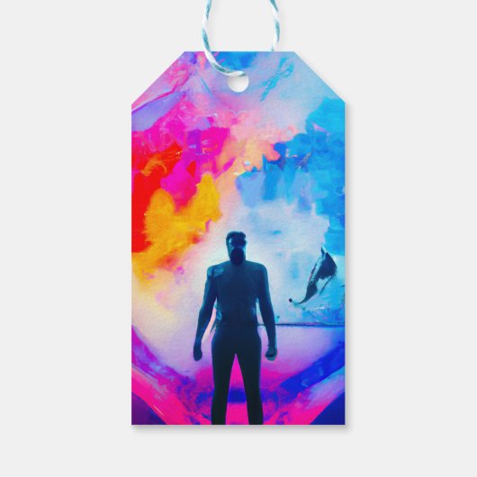 Stehend in Farben Geschenkanhänger (Rückseite)