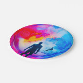 Stehend in Farben Pappteller (Schrägansicht)