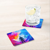 Stehend in Farben Rechteckiger Pappuntersetzer (Vor Ort)