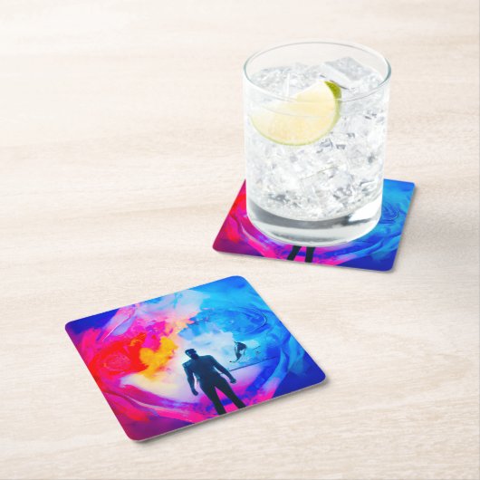 Stehend in Farben Rechteckiger Pappuntersetzer (Vor Ort)