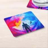 Stehend in Farben Rechteckiger Pappuntersetzer (angewinkelt)