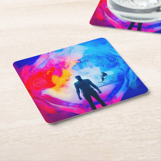 Stehend in Farben Rechteckiger Pappuntersetzer (angewinkelt)